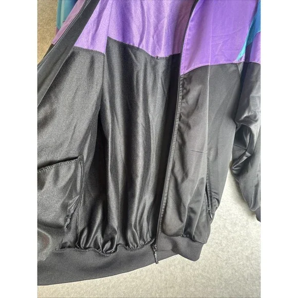 Vintage 80'S-90'S Adidas Track Jacket Men's Size Medium Purple Yellow Teal Black - Picture 6 of 10